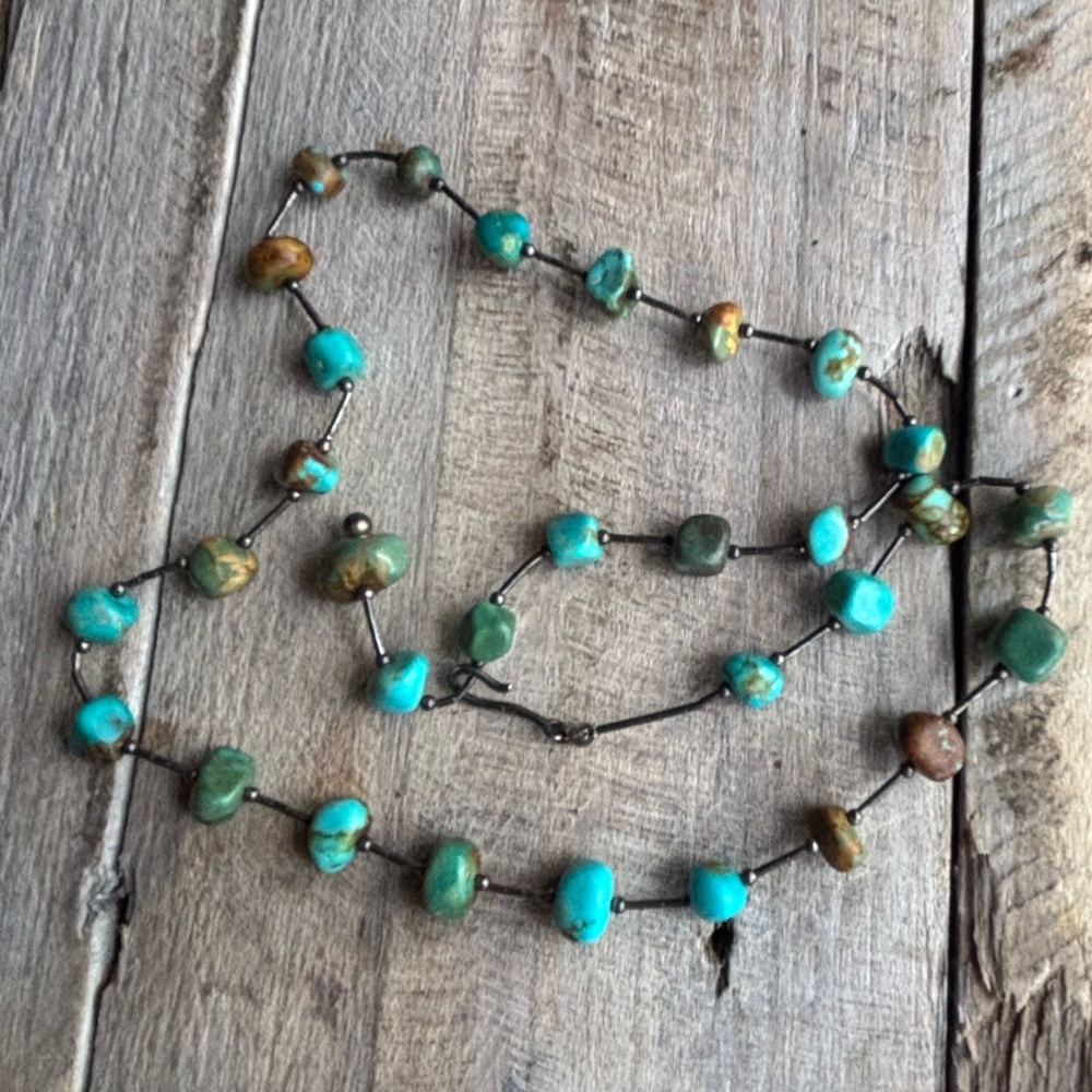 Vintage Shube Sterling Silver and Turquoise Station Necklace